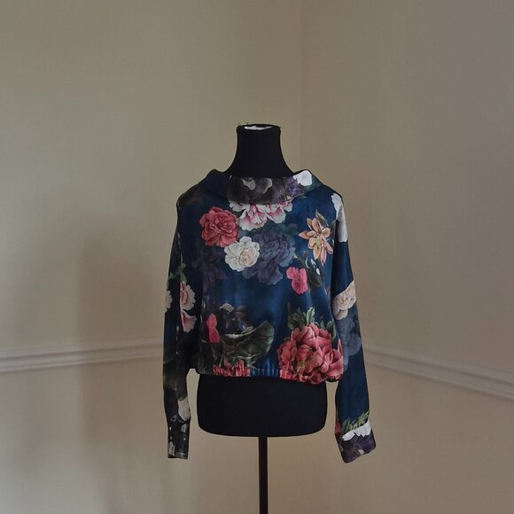 Zara Cropped Floral Top, Size M - Picture 3 of 8